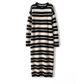 Stripe Cashmere Dresses Long Cashmere Sweater Dresses